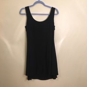 Scoop neck, scoop back navy swing style dress